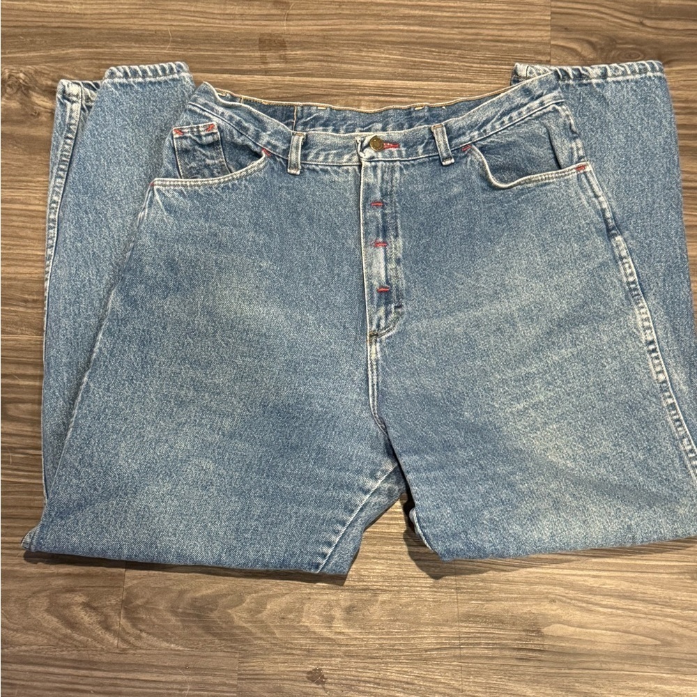 Vintage Wrangler High Rise Jeans Misses 18 Blue Denim USA Made 90s Straight Leg - Picture 5 of 7